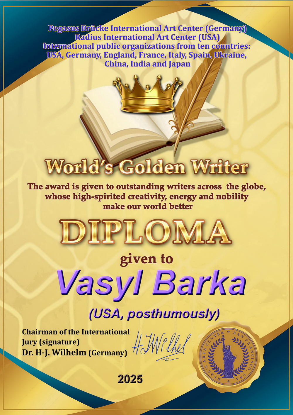 Золотий письменник світу25 Vasyl Barka